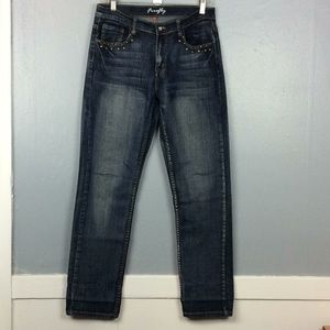 Firefly Skinny Ladies Studded Jeans Straight Leg 8
